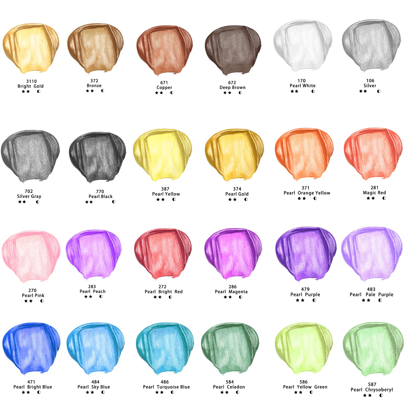 Acrylic Paint Metallic Set #Size_24 Colors (0.74oz)