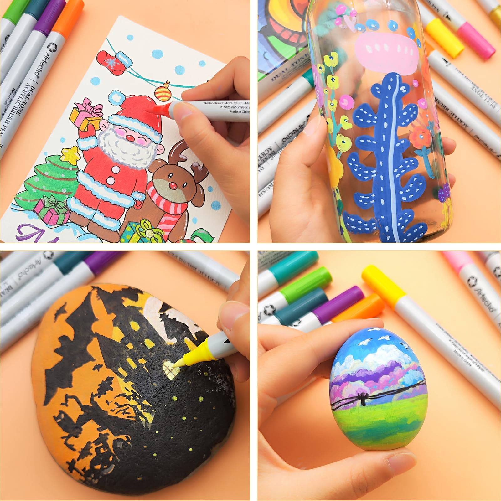 Brush Tip Acrylic Paint Markers, 36 PCS / 72 Colors