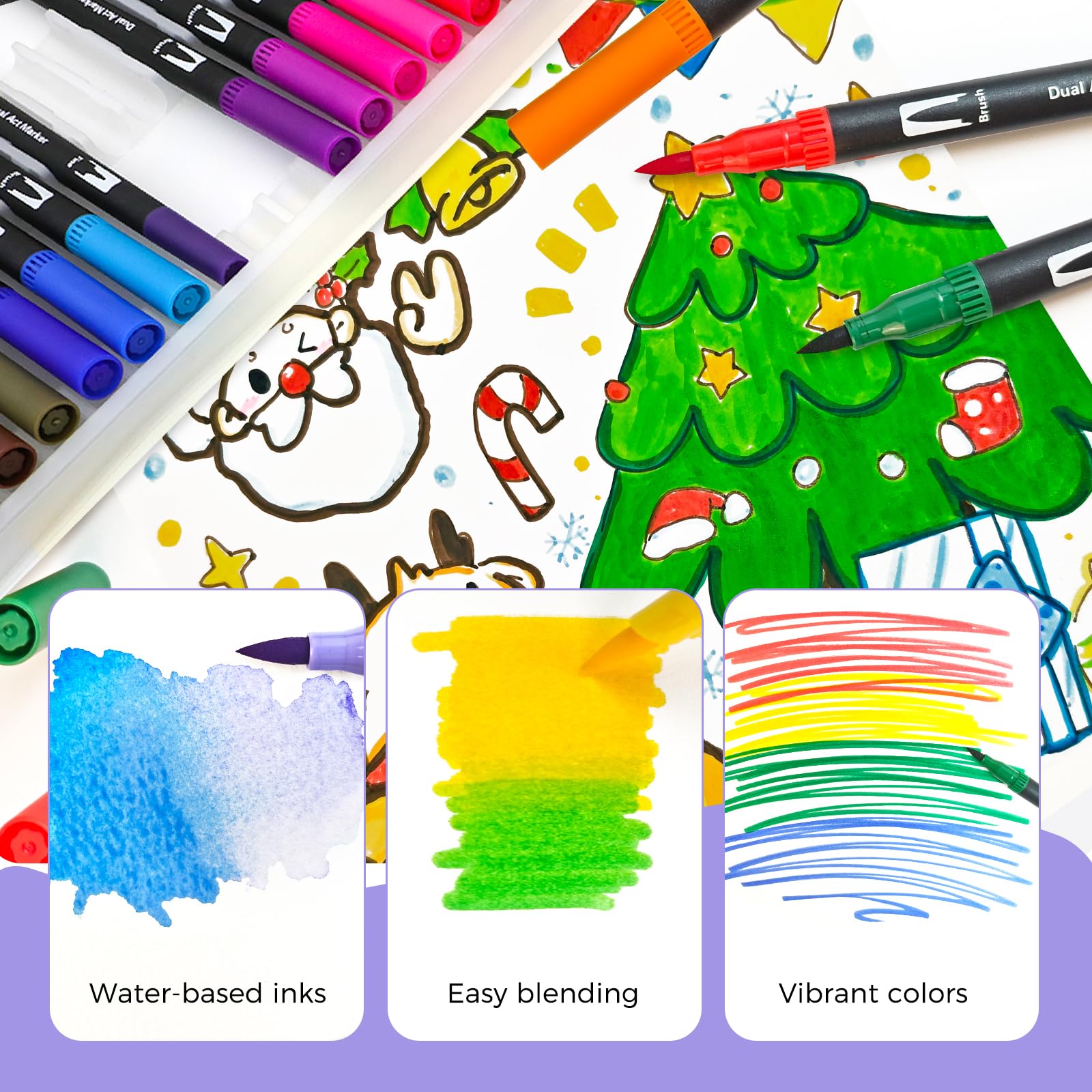 Dual-Tip Watercolor Pens Set #Size_24 Colors