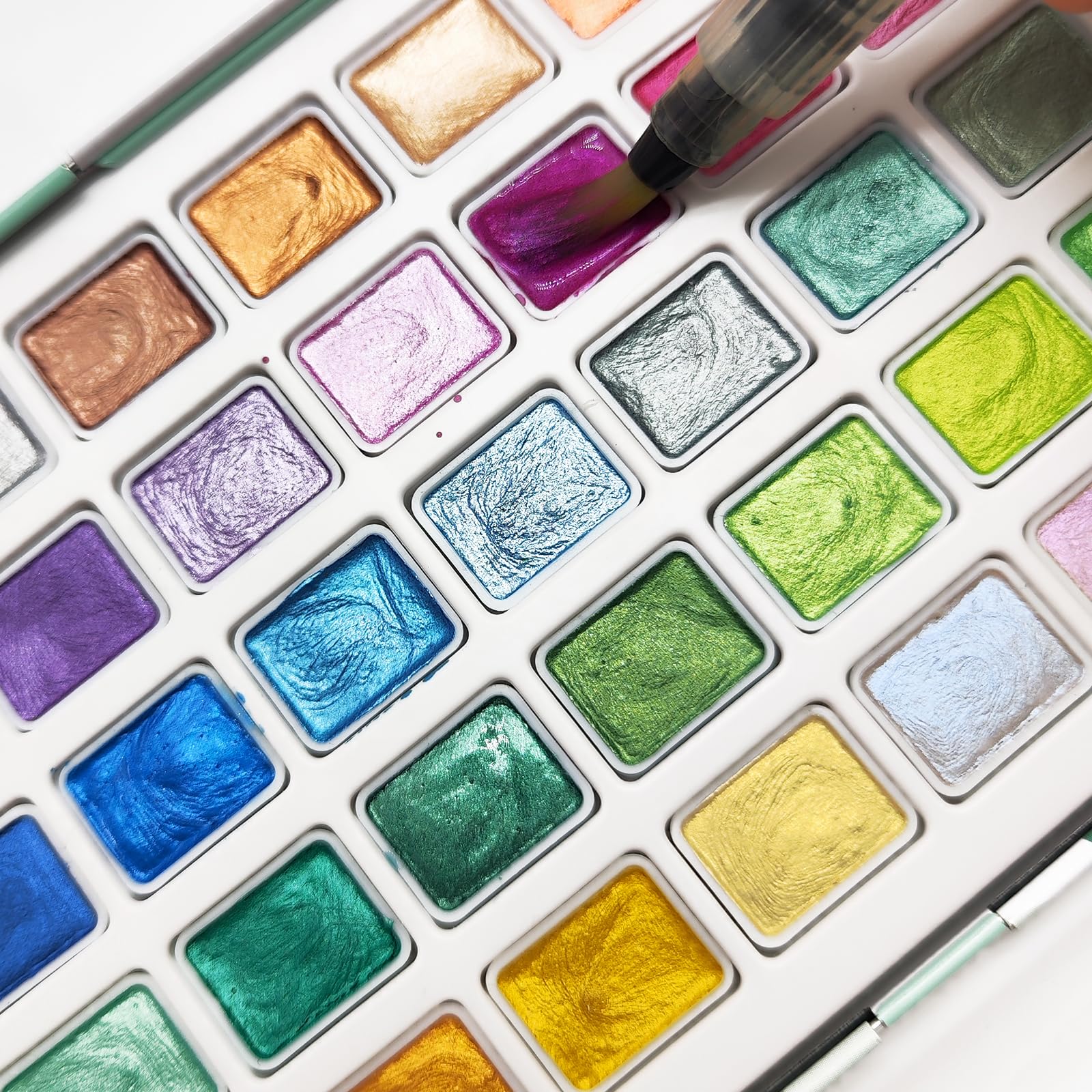 Watercolor Paint Set 100 Colors #Size_50 Metallic Colors