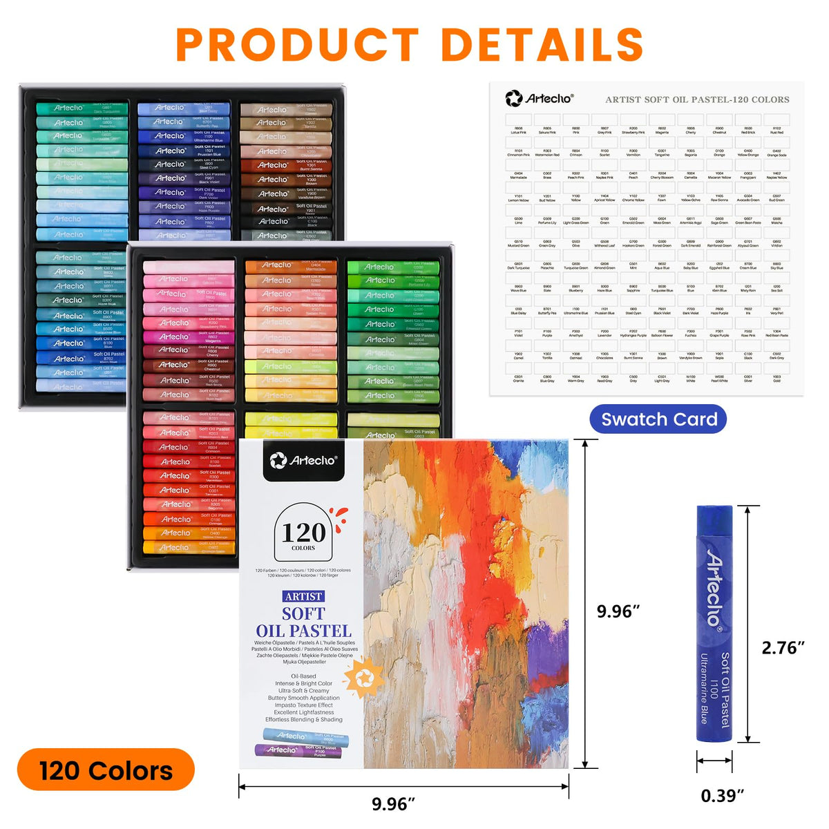 Artecho Extra Soft Oil Pastels 120 Colors Artist Grade